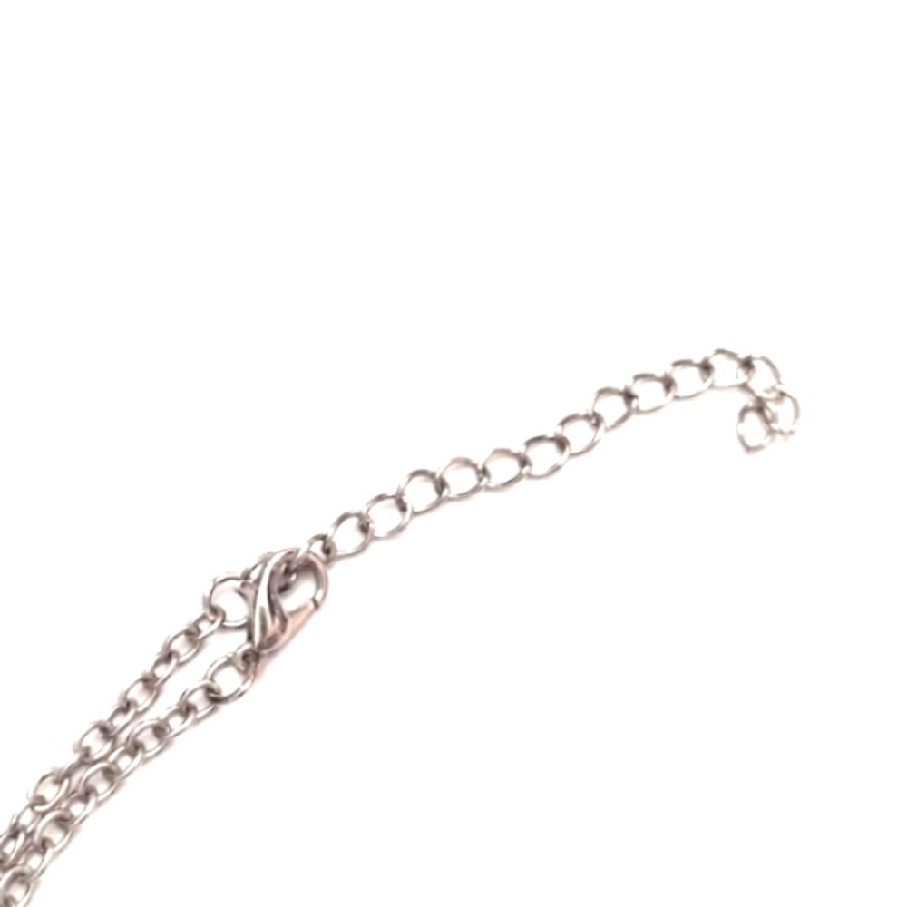 VINTAGE PURPLE FLOWERED FLIP-FLOP PENDANT SILVER-TONE 37" NECKLACE - Picture 6 of 8